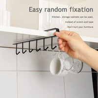 6-Hook Coffee Cup Mug Holder - Kitchen Cabinet Organizer, Black/White, Multifunctional Storage Hanger