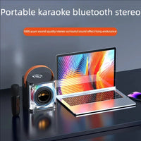 ALYNIC Portable Mini Karaoke Machine Set Bluetooth Speaker Colorful Light Surround with 2 Wireless Microphones for Kids Adults