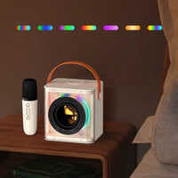 ALYNIC Portable Mini Karaoke Machine Set Bluetooth Speaker Colorful Light Surround with 2 Wireless Microphones for Kids Adults