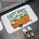 Non-slip Washable Kitchen Mat - Happy Campers Design, Absorbent Bathroom Rug, Caravan Doormat