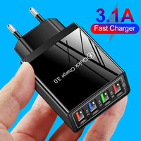 EU US Plug 3A USB Charger Multi Port 4 USB Quick Charge 3.0 For Phone Adapter Tablet Portable Wall Charger Fast Charger For Poco