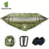 3 In 1 Outdoor Hammock With Mosquito Net Sun Shelter Rainfly, Waterproof Double Sleep Rest Camping Hammock Travel