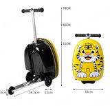 Kids Skateboard Luggage Schoolbag Folding Trolley Case Children's Suitcase on Wheels Travel Bag Cartoon Skating Ride Scooter