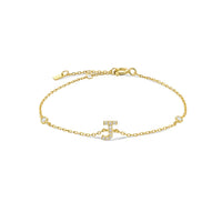 925 Sterling Silver Initial 26 Letters Alphabet Monogram Gold Name Bracelet Crystal CZ Zircon 2024 Fashionable Jewelry