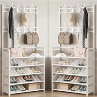 Clothes Hanger Multi-Layer Shoe Rack Doorway DIY Hat And Shoes Shelf Simple Floor-Standing Living Room Organizer Storage Racks