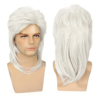 Mullet Wigs for Men 80s Costumes Mens Black Fancy Party Accessory Cosplay Hair Wig