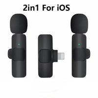 GAMINJA Wireless Lavalier Microphone Portable Audio Video Recording Mini Mic For iPhone Android Long battery life Live Broadcast