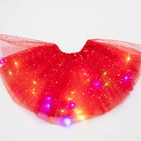 LED Glowing Light Women Tulle Star Skirt Short Tutu Mini Skirt Adult Fancy Ballet Dancewear Party Costume Ball Gown Mini Skirt