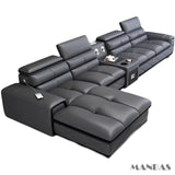 Modern Genuine Leather Sectional Sofa Sets Couch Sofas with USB Charging and Bluetooth Speaker - MINGDIBAO Living Room Furniture