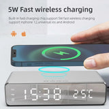 Wireless Charger Alarm Clock with LED Display and Fast Charging Dock for iPhone Samsung