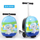 Kids Skateboard Luggage Schoolbag Folding Trolley Case Children's Suitcase on Wheels Travel Bag Cartoon Skating Ride Scooter