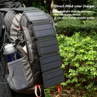 Portable Foldable Solar Charging Panel - 5V 2.1A USB Output, High Power, Camping Tool