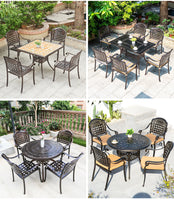 2024 Newest Outdoor Patio Dining square table Chairs Metal cast aluminium Round Table Furniture for Garden Yard