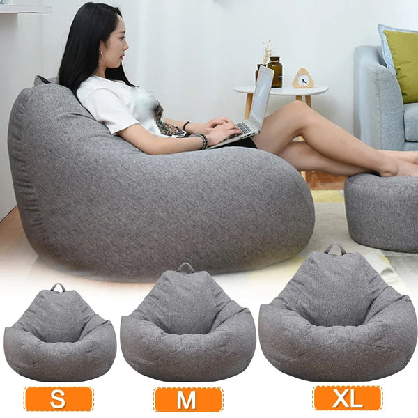 Large Small Lazy Sofas Cover Chairs Without Filler Linen Cloth Lounger Seat Bean Bag Pouf Puff Couch Tatami Living Room