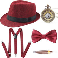 Retro 1920S 20S Gangster Set Men Party Props Berets Cigar Suspender Pocket Watch Gatsby Costume Accessories Set