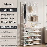 Clothes Hanger Multi-Layer Shoe Rack Doorway DIY Hat And Shoes Shelf Simple Floor-Standing Living Room Organizer Storage Racks