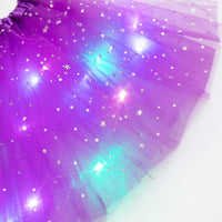 LED Glowing Light Women Tulle Star Skirt Short Tutu Mini Skirt Adult Fancy Ballet Dancewear Party Costume Ball Gown Mini Skirt