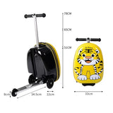 Kids Skateboard Luggage Schoolbag Folding Trolley Case Children's Suitcase on Wheels Travel Bag Cartoon Skating Ride Scooter