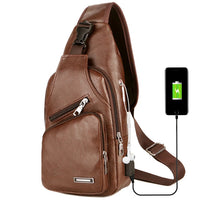 USB Charging Chest Bag with Headset Hole Men's Multifunction Single Strap Anti-theft Chest Bag with Adjustable Shoulder Strap