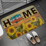 Non-slip Washable Kitchen Mat - Happy Campers Design, Absorbent Bathroom Rug, Caravan Doormat