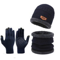 Men's windproof hat, outdoor winter scarf, gloves, three-piece neckline, one plus cashmere insulated knit hat Official Website