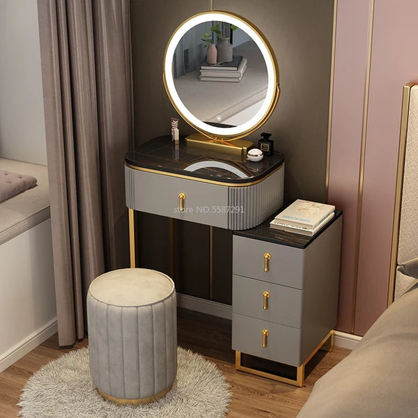 A Set Makeup Dressing Table with Mirror Slate Furniture Girl Bedroom Bedside Storage Cabinet Integrated Minimalist Makeup Vanity Jack's Clearance