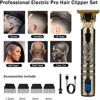 T9 LCD Electric Hairdresser Oil Shaving Head Electric Pusher Carving Electric Pusher Clipper Hair Precision Trimmer for Men Care