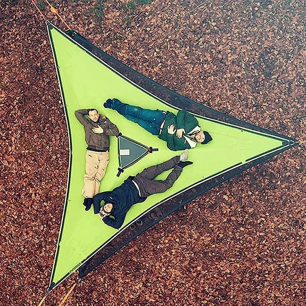 Portable Triangle Hammock - Multi-Person Aerial Mat for Outdoor Camping and Sleep