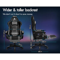 ALFORDSON Gaming Office Chair Racing Massage Leather Computer Seat Footrest Jack's Clearance