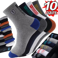 10pairs Breathable Cotton Sports Stockings Men Bamboo Fiber Autumn and Winter Men Socks Sweat Absorption Deodorant Business Sox