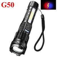 High Power White Laser LED Flashlight Built-in Battery USB Rechargeable Strong Light Tactical Torch Outdoor Camping Hiking Lamp