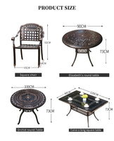 2024 Newest Outdoor Patio Dining square table Chairs Metal cast aluminium Round Table Furniture for Garden Yard