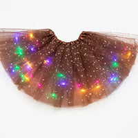 LED Glowing Light Women Tulle Star Skirt Short Tutu Mini Skirt Adult Fancy Ballet Dancewear Party Costume Ball Gown Mini Skirt