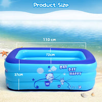 Inflatable Family Swimming Pool with Bubble Bottom – 43"x28"x15" Kids' Outdoor Summer Fun