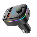 Bluetooth 5.0 Car FM Transmitter PD Type-C Dual USB Ambient Player MP3 Charger Type-C Wireless Light 18W Handsfree PD QC3.0 Y3Z4