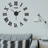 3D Acrylic Digital Wall Clock Roman Numerals Design Mirror Wall Clock Fashion Large Round Wall Clock DIY Self Adhesive Clocks