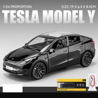 1:24 Tesla Model Y Model 3 Model S Metal Alloy Diecast Toy Car Model Sound And Light Children's Toy Collectibles Birthday Gifts