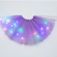 LED Glowing Light Women Tulle Star Skirt Short Tutu Mini Skirt Adult Fancy Ballet Dancewear Party Costume Ball Gown Mini Skirt