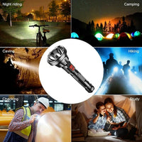 Big Strong Light LED Flashlight USB Rechargeable Tactical Hunting Camping Lantern Built in Battery Flash Light Power Display