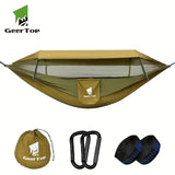 3 In 1 Outdoor Hammock With Mosquito Net Sun Shelter Rainfly, Waterproof Double Sleep Rest Camping Hammock Travel