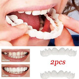 2Pcs/Set Comfort Fit White Fake Teeth Cover Top Veneer Denture Kit