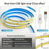 LED Light Strip USB Touch Sensor 5V COB Diode Tape Dimmer Backlight DIY High Density Linear Lightings Lamp Ribbon For Home Decor