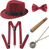 1920s Mens Gatsby Gangster Accessories Set Panama Hat Suspender Bow Tie 20s Great Gatsby Accessories