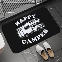 Non-slip Washable Kitchen Mat - Happy Campers Design, Absorbent Bathroom Rug, Caravan Doormat