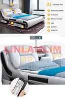 Genuine Leather Bed Multifunctional Beds Ultimate Massage Camas with Bluetooth,Speaker,Safe,Air Cleaner, Projector,Drawers