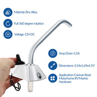 RV Marine Kitchen Sink 12V Faucet Tap Spout Single Hole Water Electric Faucet Tap Camper Caravan Full 360 Degree Rotation Taps