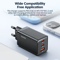 Toocki GaN 67W Charger Quick Charge QC4.0 PD3.0 Fast Charging Type C USB Charger for Macook Pad iPhone 15 14 Pro Max Plus Xiaomi