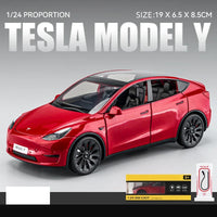 1:24 Tesla Model Y Model 3 Model S Metal Alloy Diecast Toy Car Model Sound And Light Children's Toy Collectibles Birthday Gifts