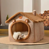 Foldable Pet Bed Removable Washable Cat House Puppy Cave Sofa Pet Bed House Suitable for Small and Medium-sized Cats