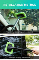 Car Window Cleaner Brush Kit Microfiber Windshield Cleaning Tool Auto Interior Glass Wash Wiper Long Handle Reusable Cloth Pad